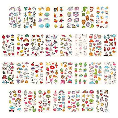 Metker Temporary Tattoos for Kids - 90 Sheets 1000+ Designs | Waterproof Temporary Tattoos toys for Birthday Party Favors, Group Activities | Educational & Safe Skin Art