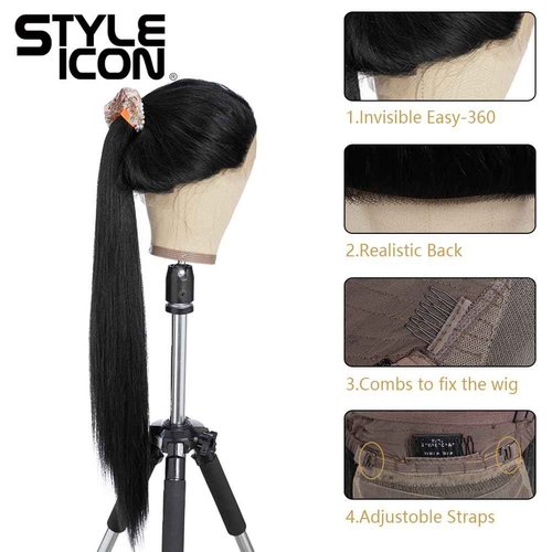 Style Icon 36” Super Long 13x4 Lace Wig Easy-360 Lace Frontal Wigs Free Part Lace Front Wigs with Baby Hair (36“, 1B)