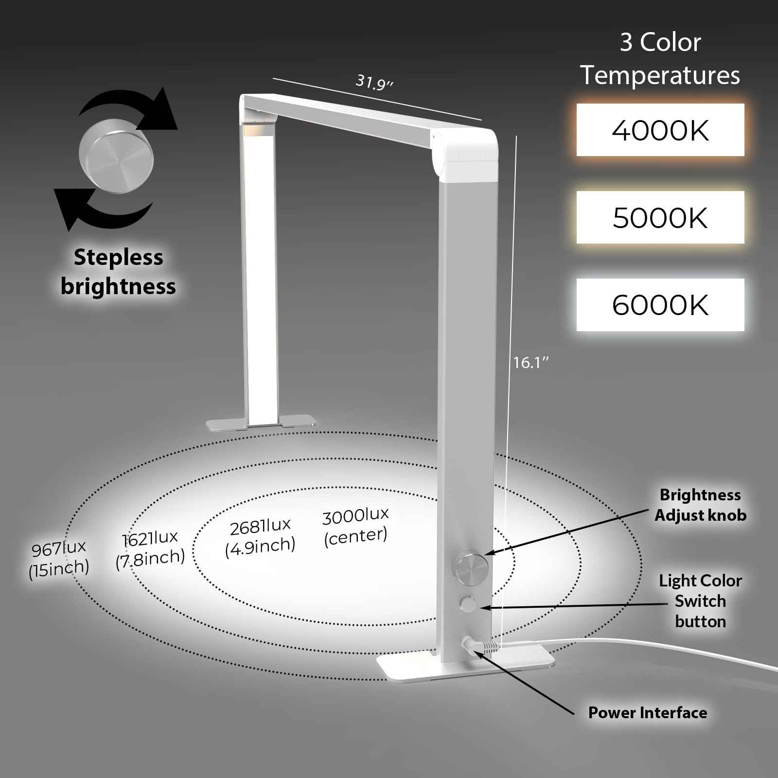 16 x 32 Inch Adjustable Nail Tech Light – 480 LED Lights Dimmable Desk Lamp with 4000-6000K Color, Ideal for Nail Tech, Lash Eyelash, Tattoo, Eyebrows, Beauty Studio
