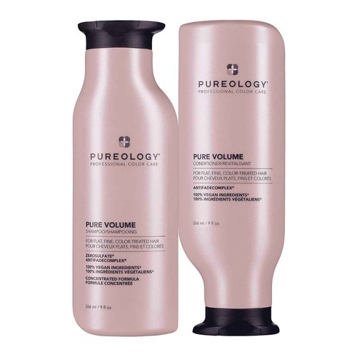 Pureology Pure Volume Shampoo & Conditioner Set - Enhances Volume and Movement, For Flat, Fine, Color Treated Hair, Lightweight, Sulfate-Free & Vegan, 9 Fl oz