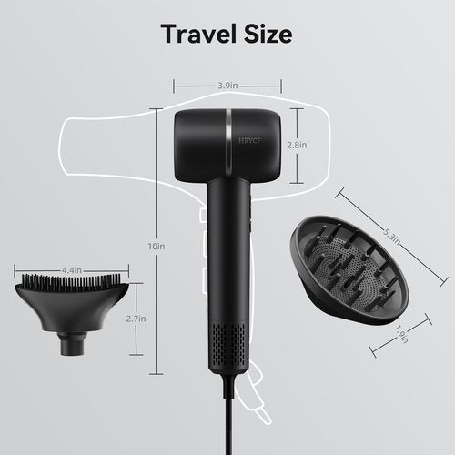 Hair Dryer with Smoothing Comb, 160000RPM High Speed Blow Dryer, Negative Ionic Hair Care, Fast Drying and Less Heat Damage, Thermo-Control Low Noise & Portable with Diffuser, Black