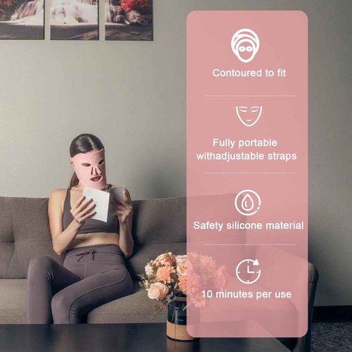 Aphrona Milky Way LED Facial Skincare Mask, Red & Blue Light Therapy LED Face Mask, Light Therapy Treatment Photon Mask, Model: PDT-FACE