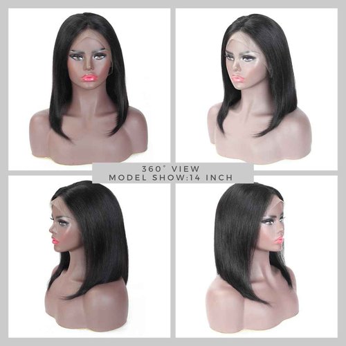 ALHER Short Bob Wig Small Cap Lace Front Wigs Human Hair Pre Plucked Straight, 13X4 Lace Frontal Wigs With Baby Hair 180% Density for Black Women, 12A Small Cap Size 21-21.5 Natural Black Wig 12 Inch