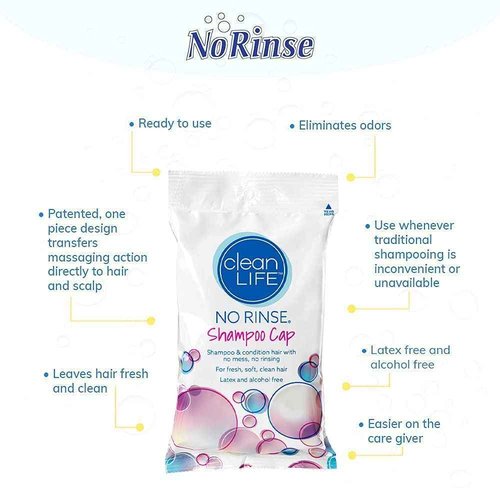 No-Rinse Shampoo Cap by Cleanlife Products (Pack of 30), Shampoo and Condition Hair with no Water or Rinsing - Microwaveable, Rinse-Free, Latex-Free and Alcohol-Free