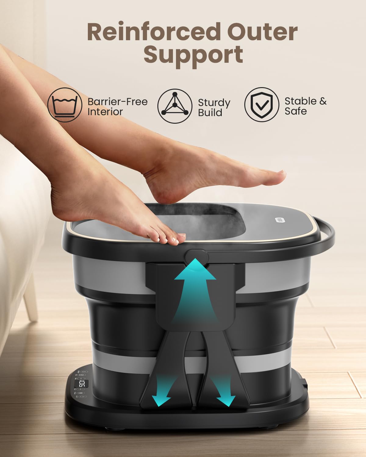 Puboo Collapsible Foot Spa Bath with Heat, Remote & Timer, 16 Massage Balls, Support Rods – Heated Pedicure Soaking Tub for Stress Relief, Great Gift for Family and Friends