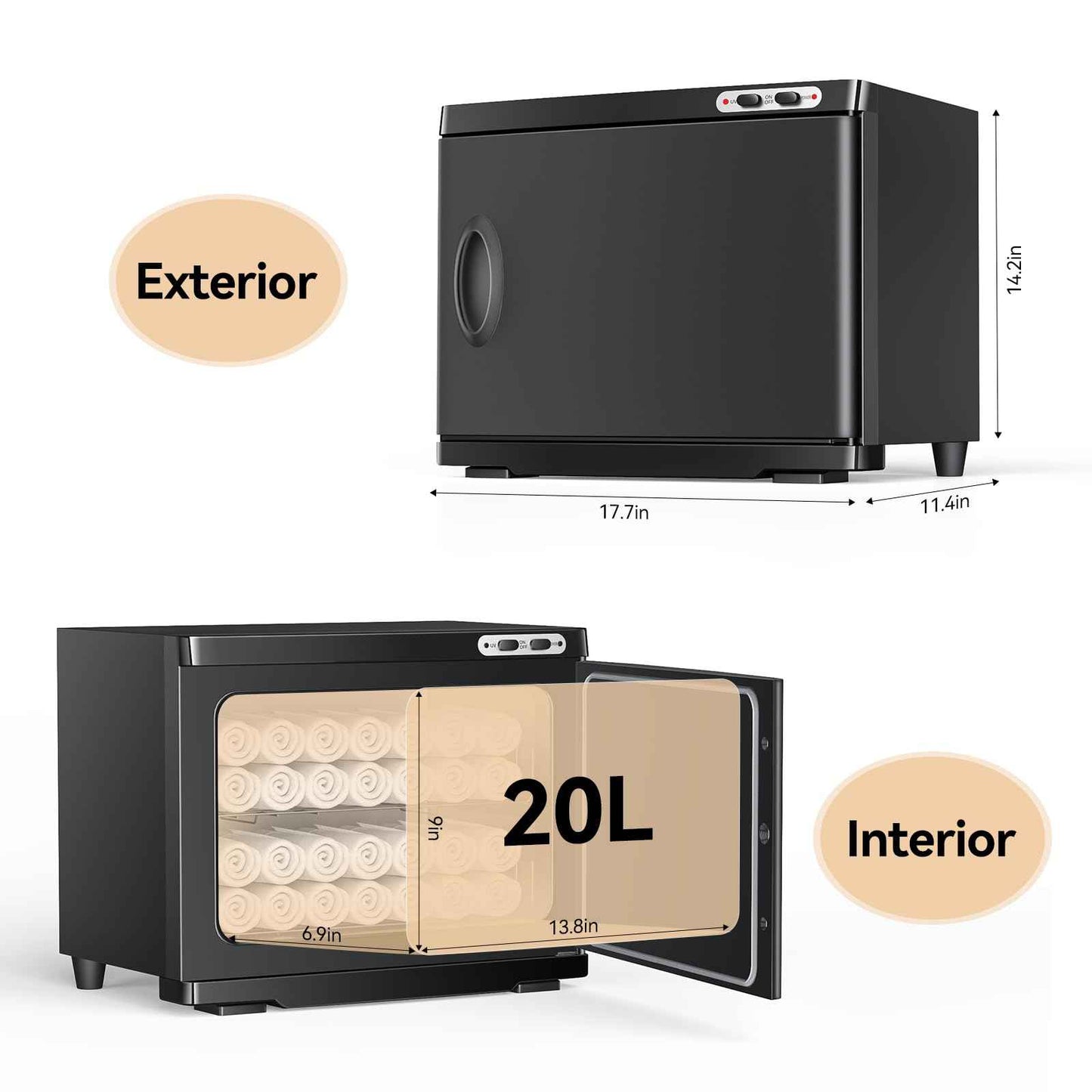 HYTOBP Hot Towel Warmer for Spa, Thermostatic Towel Heater, 2-in-1 Professional Mini Towel Warmer, Beauty Salon and Spa Towel Warmers for Facial.(20L-Black)