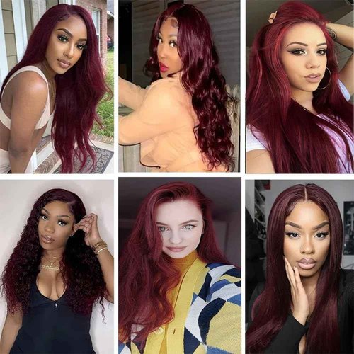 Habiliana Human Hair Bundles 10 12 14 Inch Burgundy 99J Straight Bundles Human Hair 100% Unprocessed Soft Sewn In with Double Drown Weft for Black Women