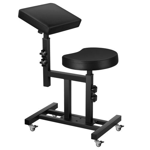 Poarmeey Adjustable Tattoo Arm Rest Chair, Mobile Portable Stool with Wheels, Black Tattoo Chair with Armrest for Artists