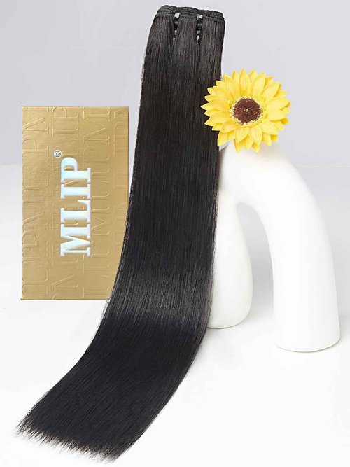 mlip Raw Indian Hair Bundle Straight, Enhanced Quality Bundle, 18A Virgin Hair 18 inches, No Tangle Shedding, Triple the Lifespan, Keep Texture Silky Soft After Multiple Washes, Natural Color