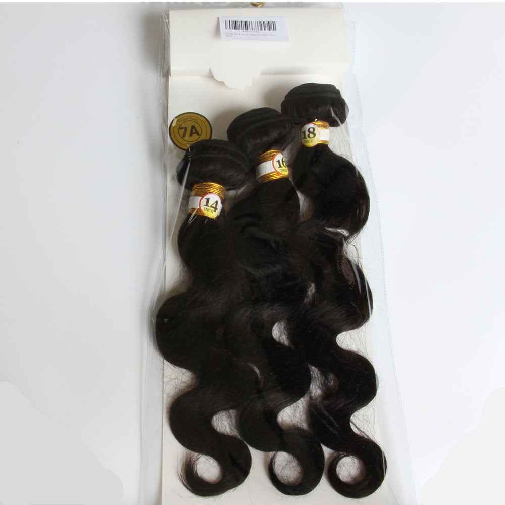 Human Hair Bundles Body Wave 100% Unprocessed Brazilian Virgin Hair Weave Natural Black Human Hair Extensions for Black Wome 75g each of the 3 Bundles (14" 16" 18")