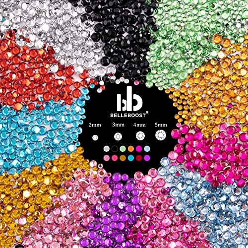 Flat Back Rhinestone Kits Colorful Rhinestones+Crystal AB&Transparent White Face Gems Nail Gem with Quick Dry Makeup Glue+Picker Pencil+Tweezer for Bedazzling Face Makeup and Nail Art