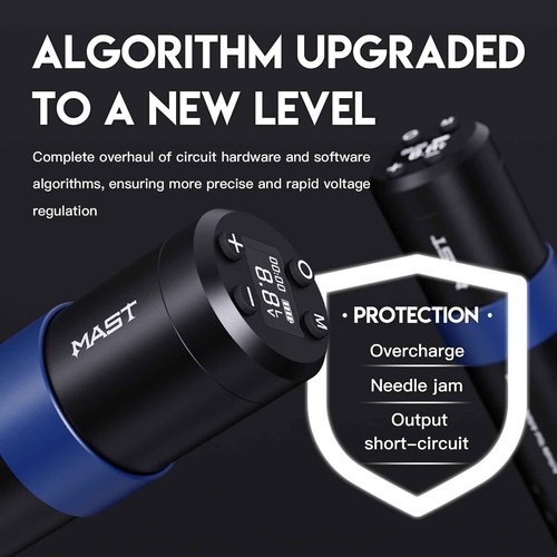 Mast Tattoo Kit, A3 Wireless Tattoo Gun Machine Kit, Complete Tattoo Kit, Finger Skate Practice Skin for Beginner, Tattoo Needles Cartridges