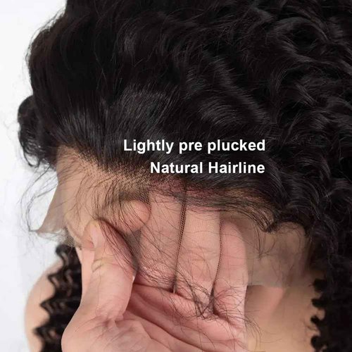 Curly Lace Front Wig Human Hair 13x4 Deep Wave Frontal Wigs for Women Wet and Wavy 250% Density HD Lace Front Wigs Human Hair Pre Plucked with Baby Hair Natural Hairline(20inch, 13x4 deep wave wig)