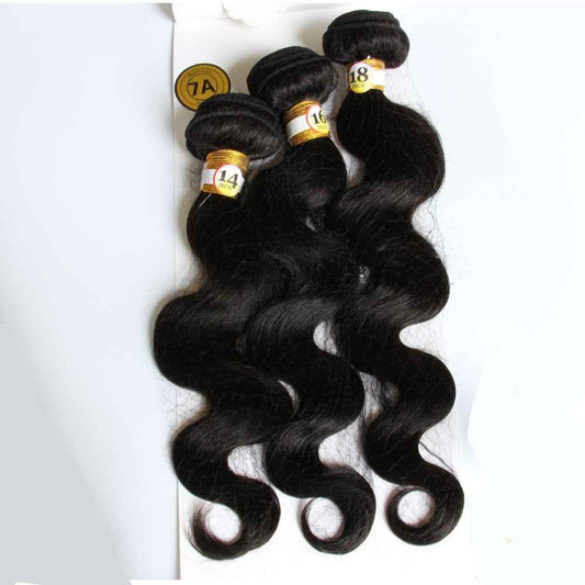Human Hair Bundles Body Wave 100% Unprocessed Brazilian Virgin Hair Weave Natural Black Human Hair Extensions for Black Wome 75g each of the 3 Bundles (14" 16" 18")