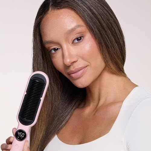 L'ANGE HAIR Smooth-It 2-in-1 Hot Comb Straightener | Digital Straightening Comb with Adjustable Heat Dial | Ionic Technology for Frizz-Free Styling | for All Hair Types (Digital Comb - Blush)