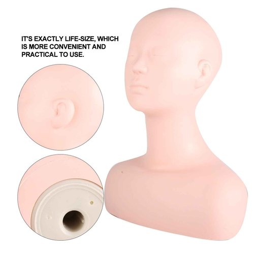 YFSAN Esthetics Mannequin Head with Shoulders, Multi Function Massage Makeup Practice Soft Mannequin Head Model Wig Hat Display