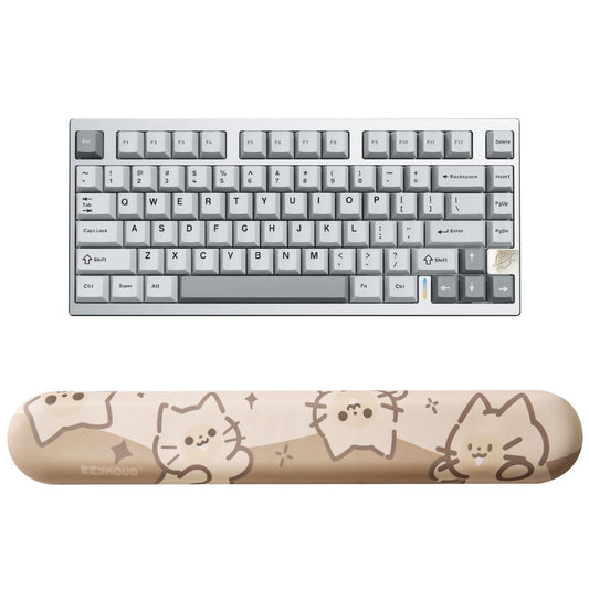 YUNZII AL75 75% Gaming Keyboard(Blue Grey Switch,Silver) Keyboard Wrist Rest(Cat)