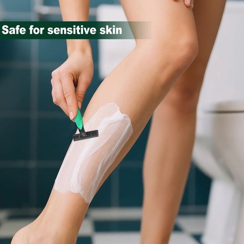 Fafortune Disposable Twin Blade Razors in Bulk, Individually Wrapped - Clear Safety Cap, For Homeless, Hotel, Airbnb, Travel (pack of 400,green)
