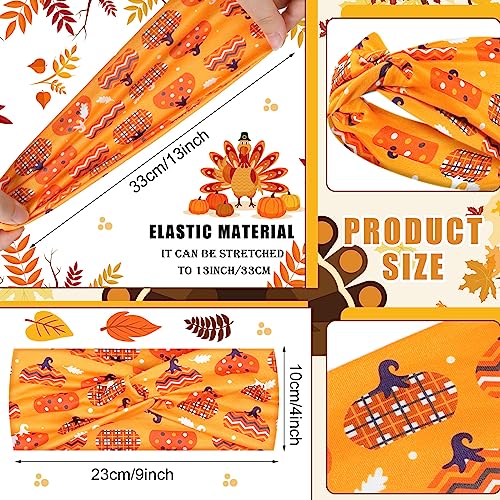 Giegxin 30 Pcs Fall Thanksgiving Headbands for Women Bulk Fall Pumpkins Headbands Autumn Hairband Elastic Non Slip Hair Accessories for Women