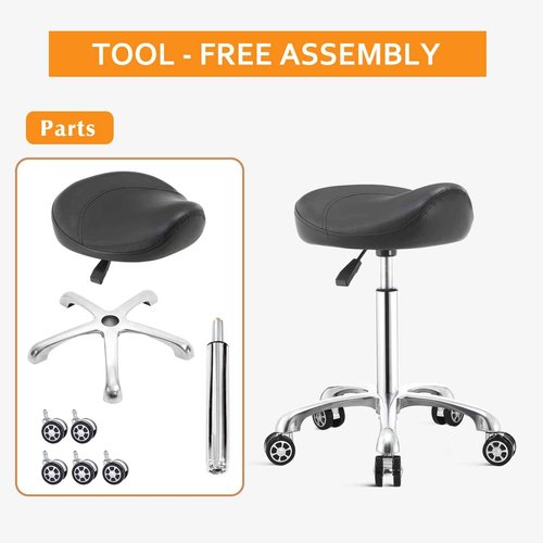 Nolasalon Saddle Stool Chair with Wheels,Ergonomic Swivel Rolling Height Adjustable for Salon Beauty Clinic Dentist Tattoo Home Office