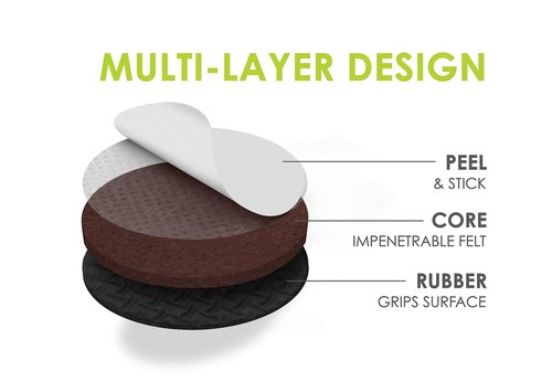 Slipstick GorillaPads Non Slip Furniture Pads/Gripper Floor Protectors (Set of 8) 2 Inch Round Self Adhesive Rubber Stoppers for Furniture Legs, CB151