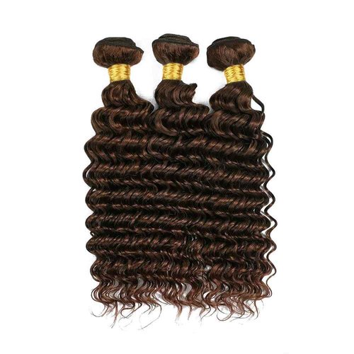 Raivide Color #4 Bundle Chocolate Brown Deep Wave Human Hair Bundles Brazilian Dark Brown Bundle Color #4 Loose Deep Bundles Human Hair 12 14 16 Inch