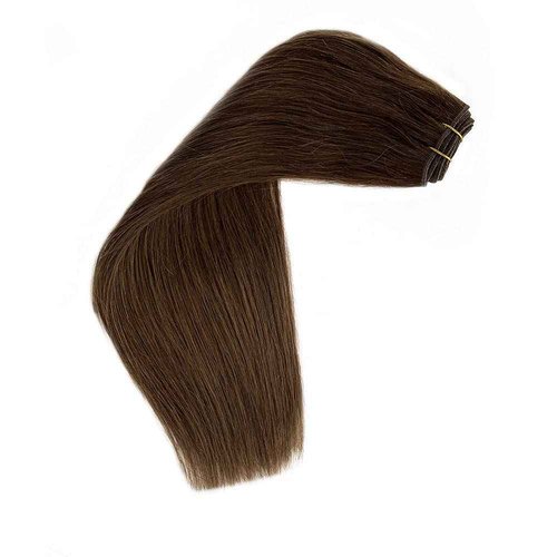 Sew in Hair Extensions Human Hair Chocolate Brown Real Human Hair Extension 24 Inch 120G