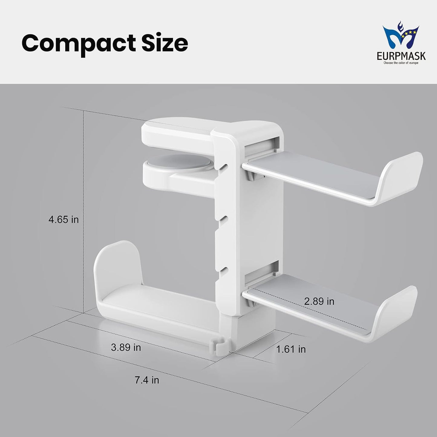 3-in-1 PC Gaming Headset&Controller Holder - EURPMASK Headphone Stand w/Adjustable Clamp&2 Controller Holder&Rotating Arm&Cable Organizer, Universal PC Gaming Accessory Controller Headset Stand-Black