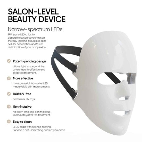 ESTANANA Cordless Red Light Therapy for Face, 7 Modes Led Face Mask Light Therapy with Remote, Near Infrared 880 Red Light Therapy Mask at Home, Wrinkle Reduction, Anti-Ageing, White