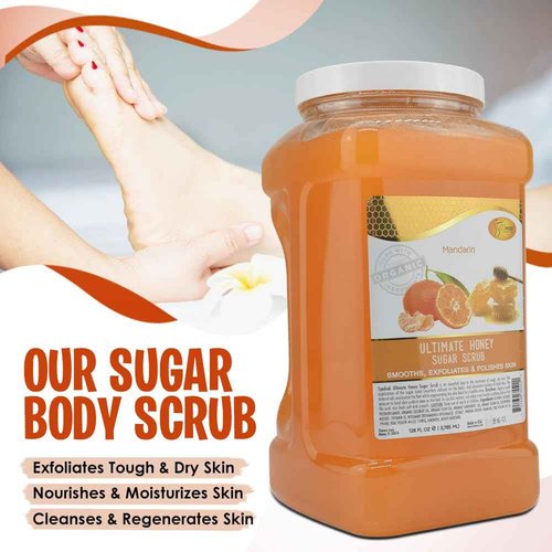 SPA REDI - Sugar Body Scrub, Mandarin Honey, 128 Oz, Exfoliating, Moisturizing, Hydrating and Nourishing, Glow, Polish, Smooth and Fresh Skin - Body Exfoliator