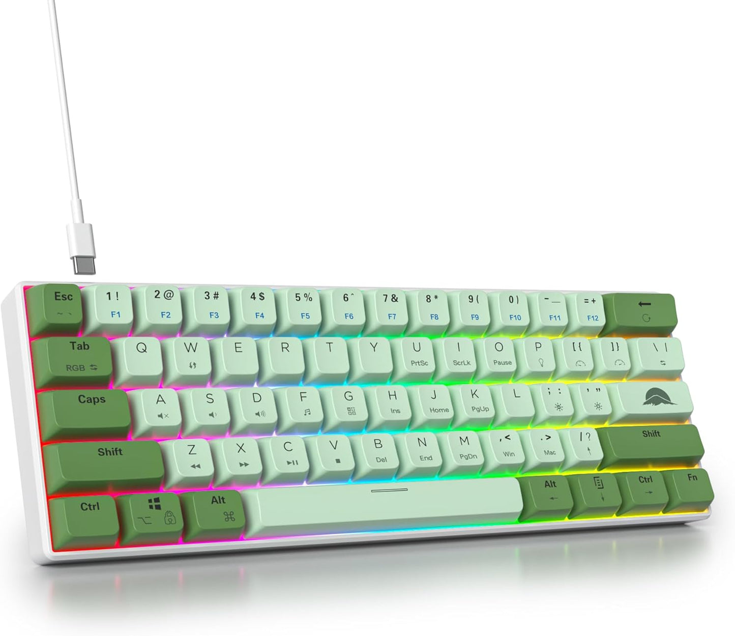 60 Percent Gaming Keyboard Mechanical with Linear Red Switch, 65% Wired Ultra-Compact Mini Keyboard Rainbow with PBT Keycaps for Ps4/Ps5/Xbox(68 MonsterB)