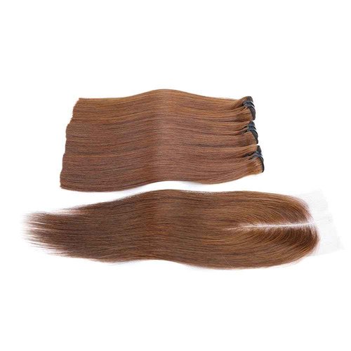 DreamPack Bone Straight Virgin Human Hair 3 Bundles with 2 * 6 Closure Raw Hair 15A Bundles 100% Unprocessed Premium Raw Hair for Women Natural Color (10"10"10" + 8", 33#)