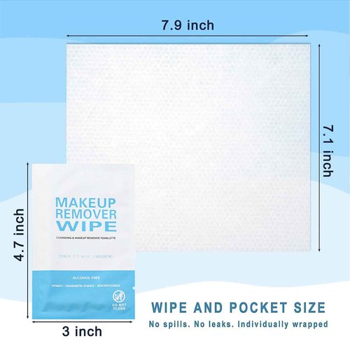 500 Pack Individual Makeup Remover Wipes, Makeup Remover Wipes Individually Wrapped Makeup Wipes Bulk Face Cleansing Wipes, Travel Makeup Remover Cloth for Hotel Skin Care Face Cleansing