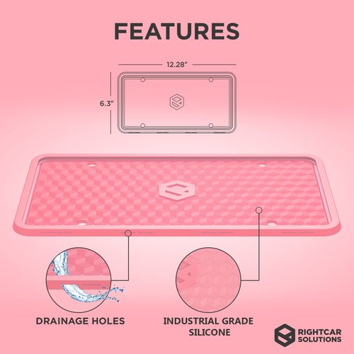 Rightcar Solutions Silicone License Plate Frame | The Original Premium Grade Silicone Car Plate Frame | Rust Proof, Rattle Proof, Weather Proof License Plate Holder (Pink)