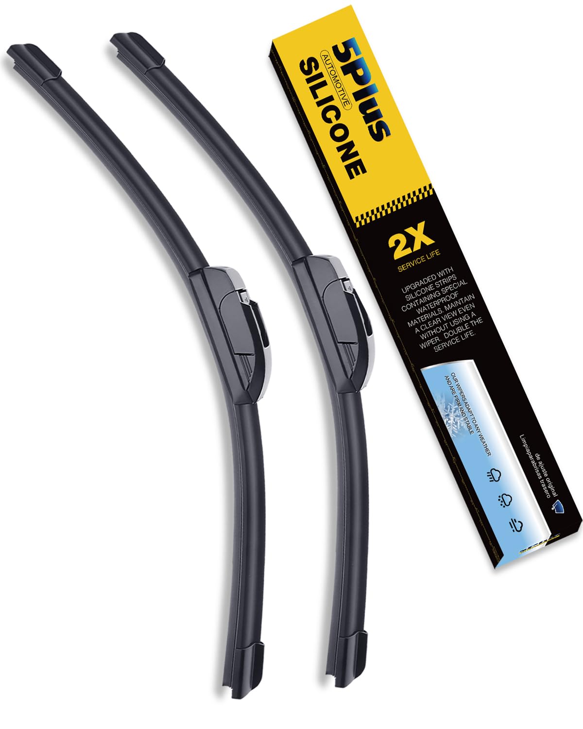 5 PLUS® 15+15 inch Silicone Windshield Wipers Replacement For 2017 2016 2015 2014 2013 2012 2011 2010 2009 2008 2007 JEEP Wrangler, Silicone Windshield Wipers With Water Repellent 15 inch wiper blade