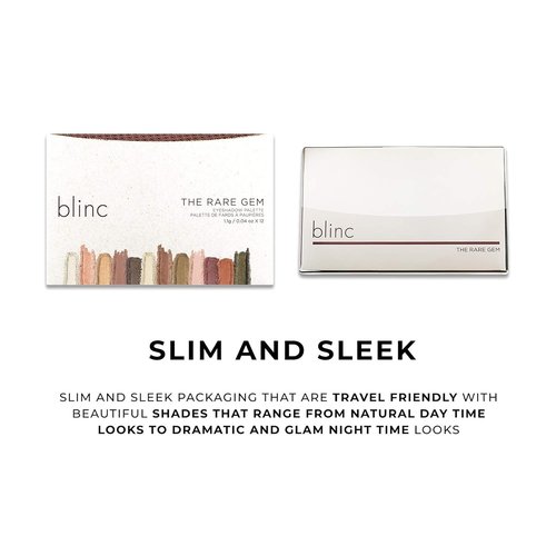 blinc Rare Gem Eyeshadow Palette, Long-Lasting, Creamy, Blendable and Pigmented Matte, Shimmer and Metallic Eyeshadows, Gluten-Free and Cruelty-Free, 1.1g / 0.04 Oz x 12
