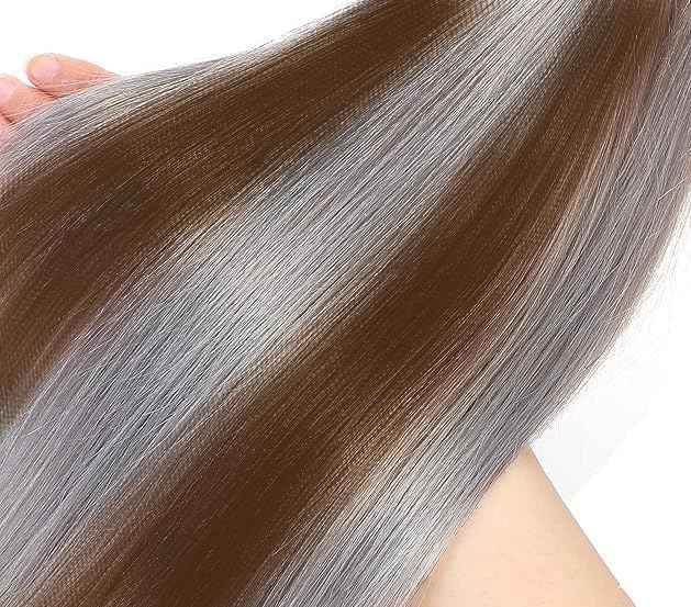 Giginger Bundles Human Hair P4/GREY 24 26 28 inch Straight Wave Human Hair Bundles Highlight Chocolate Grey Unprocessed Quick Weave Soft Sewn In Hair Extensions for Black Women