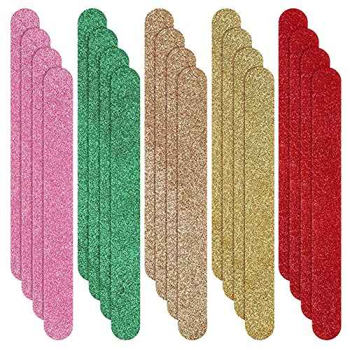 20 Pieces Glitter Nail File Colorful Nail Boards Nail Buffer Double Sided Emery Boards Fingernails Toenails Manicure Files Manicure Care Pedicure Tools for Women Girls (Bright Color)