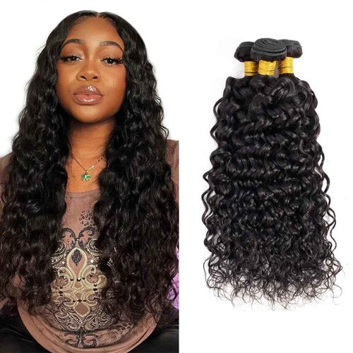 Water Wave Bundles Human Hair 30 32 34 Inch Wet And Wavy Human Hair Bundles Brazilian Virgin Remy Hair Extensions Double Weft Healthy And Soft 3Pcs/Set Deals