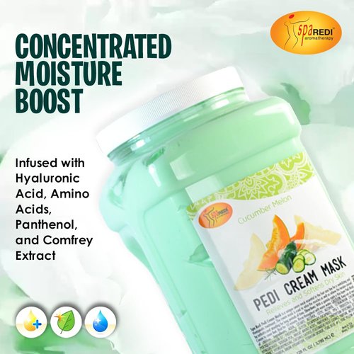 SPA REDI - Body and Foot Cream Mask, Cucumber and Melon, 128 Oz - Pedicure Massage for Tired Feet and Body, Hydrating, Fresh Skin