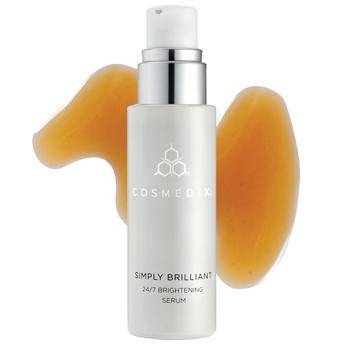 COSMEDIX Simply Brilliant 24/7 Brightening Face Serum - Exfoliating Facial Serum for Fine Lines, Wrinkles & Uneven Skin Tone - Gentle Firming Skincare for Brighter-Looking Skin & Natural Glow