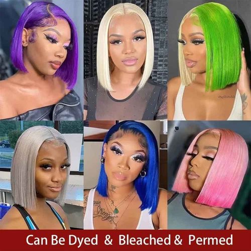 Blonde Bob Wig Human Hair 613 Lace Front Wigs Human Hair 200% Density 13x4 HD Lace Frontal Wig Pre Plucked With Baby Hair Glueless Short Straight Bob Wigs for Women (Blonde Color, 10 Inch)