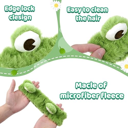 Face Wash Headband, Green Frog Eye Elastic Headband, Soft Cute and Versatile Head Wraps for Face Wash Makeup Beauty Skincare Sport Shower Creative Hair Accessories for Women