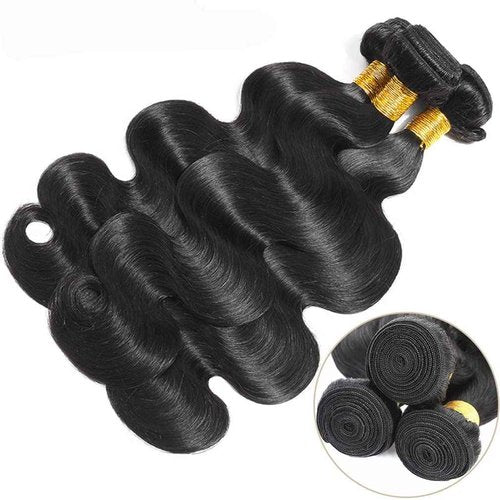 Body Wave Human Hair Bundles Body Wave Bundles Human Hair Brazilian Hair Bundles Double Weft Weave Bundles Human Hair Extensions for Women Natural Black 10A Human Hair 3 Bundles (18 20 22 Inch)