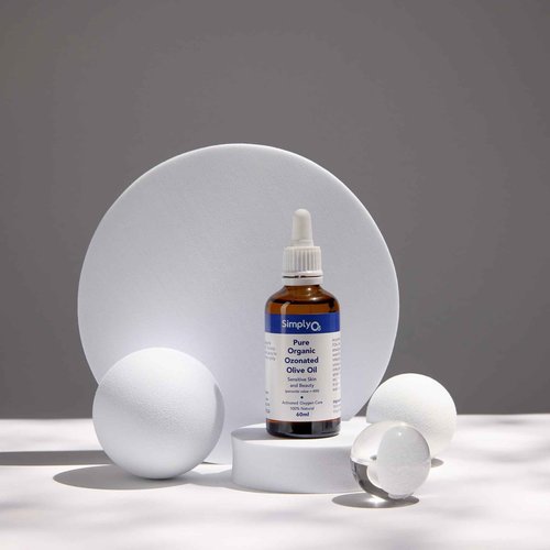 Simply O3 Pure Organic Ozonated Olive Oil 600 Peroxide For Face and Skin Helps In Acne, Anti-Aging, Wrinkles and All Skin Problems For Sensitive Skin with Made in Spain