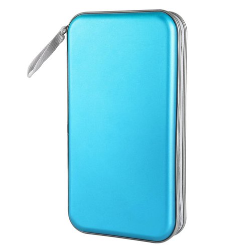 CD Case, Siveit DVD Case Holder 96 Capacity Hard Plastic CD DVD Disc Cases Storage Binder Wallet for Car Home Office Travel (Sky Blue)