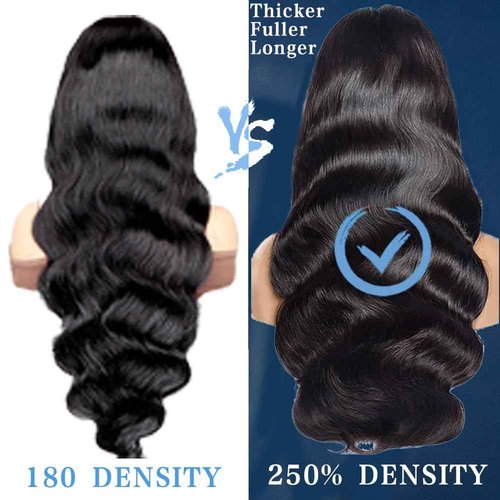 IVYJOYNA Natural Black 22 Inch 13x4 200 Density Lace Front Wigs Human Hair Body Wave HD Transparent Pre Plucked Frontal Wigs Human Hair Curly Glueless Wigs Human Hair Wig for Women