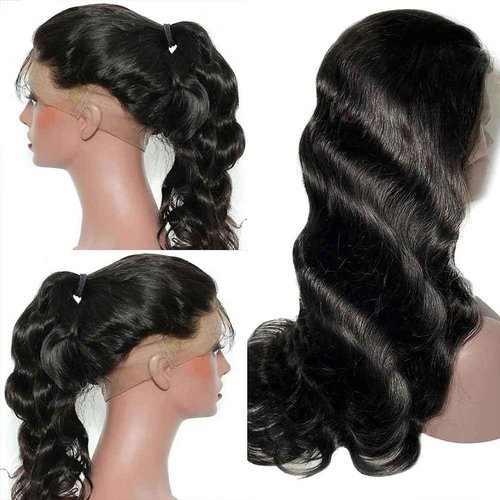 QTIKER 360 Transparent Lace Body Wave Wig Remy Human Hair Updo Pre Plucked Glueless Frontal Wigs Hair Extrenstion with Baby Hair (20inch, 360 Natural color)