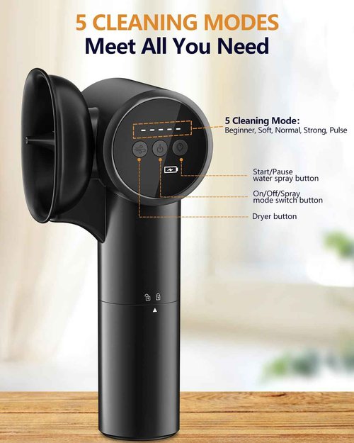 Upgraded Ear Wax Removal with Dual Tank, Wash & Dry 2-in-1, 160ml*2 Large Capacity Tank & 5 Pressure Modes, Ecleen Ear Cleaner Kit with USB-C Cable for Ear Cleaning & Ear Drying