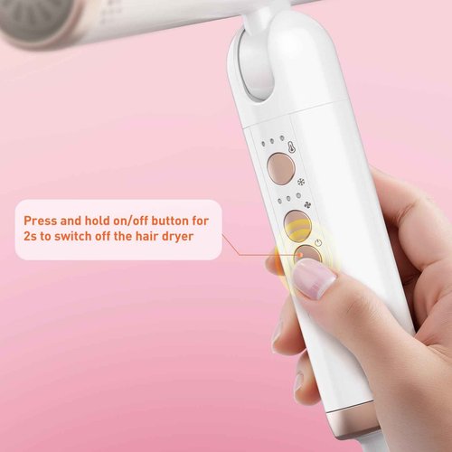 Quico Travel Hair Dryer with Dual Voltage, 120000 RPM Fast Drying Hair Dryers for Women with 500 Million Negative Ions, Thermo-Control Compact Hair Blow Dryer with Cold, 3 Heat & 3 Speed Settings